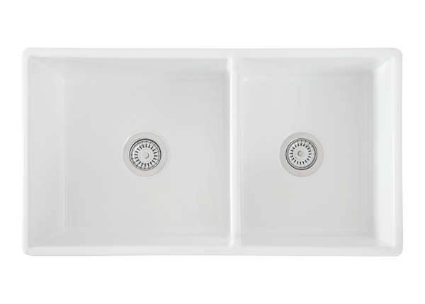 May Special ! - Double Fluted 2/3 1/3  Offset Apron Sink - 838 x 460 x 257mm