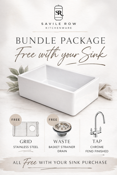 E.O.F.Y. Special ! - Mayfair Butler Sink - 755mm - With Grid & Waste & Tap - Free