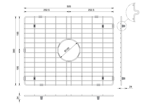 Fluted 595 Sink - Grid