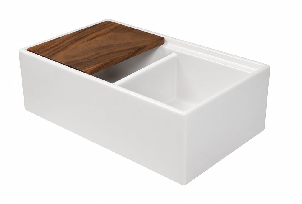 Double Butler Kitchen Sink System 833 mm - Complete With Chopping/Preparation Block