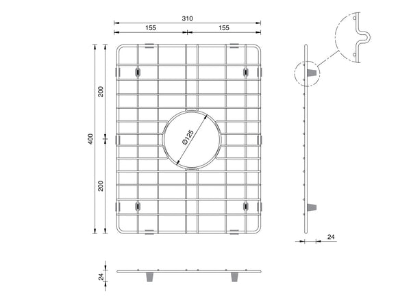 Double Fluted 833 Sink - Grid