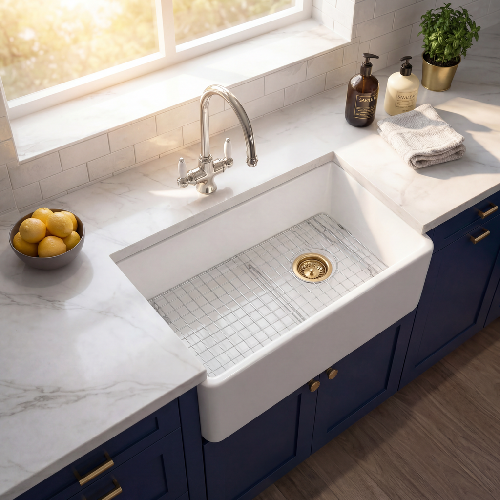 Butler Sink Examples July Special ! - Mayfair Butler Sink - 755mm - With Grid & Waste & Tap ...