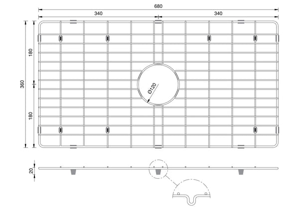 Fluted 755 Sink - Grid