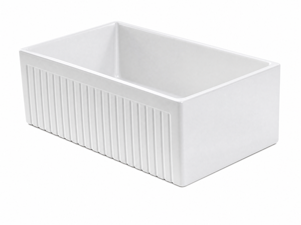 Narrow Fluted Fireclay Farmhouse Sink - 755mm