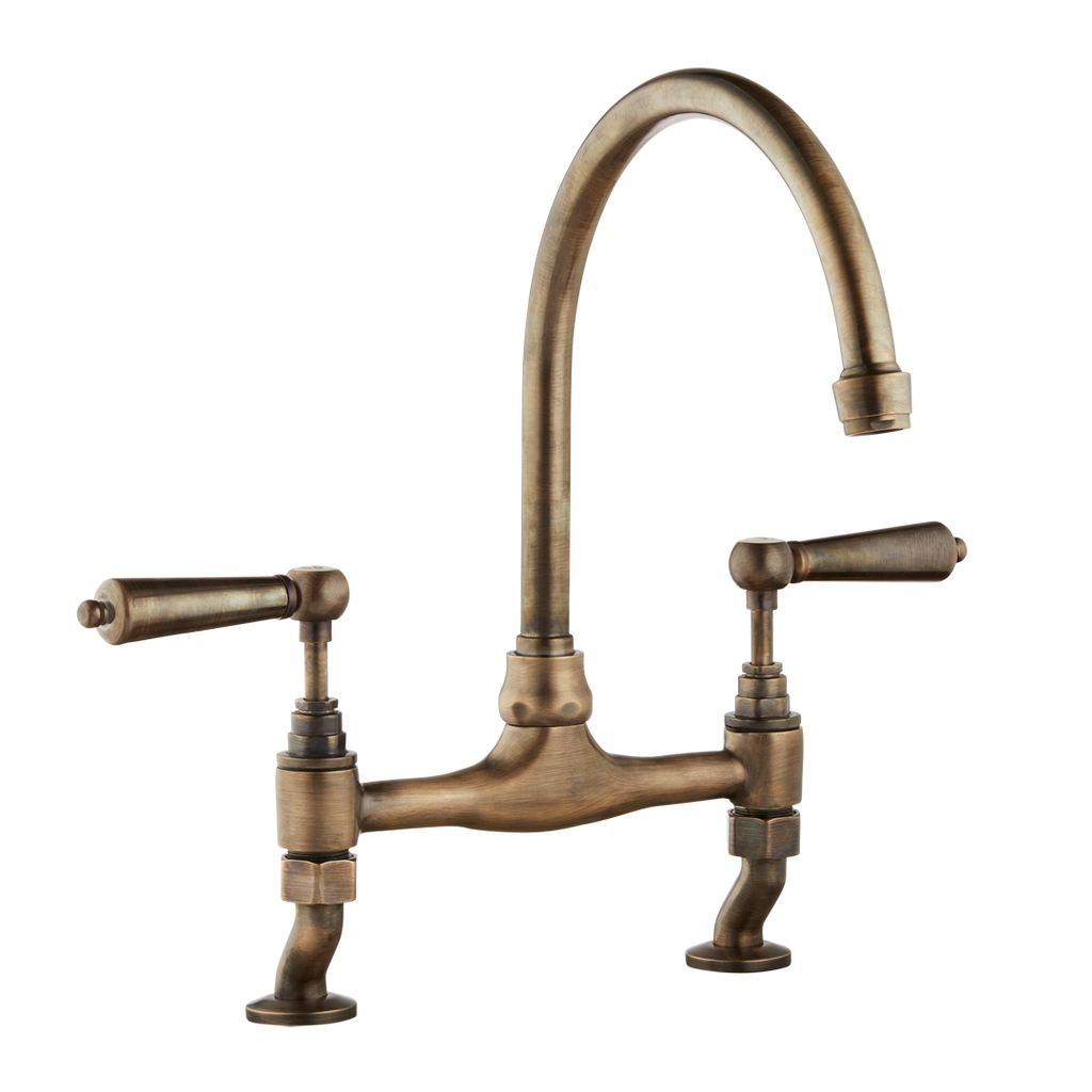 Traditional Kitchen Bridge Mixer Tap - Metal Levers