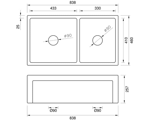 Cheshire - Offset Country Fireclay Sink - 833