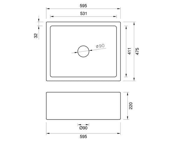 E.O.F.Y  Specia l - Butler Sink - 595 x 475 x 220mm - With Free Grid Waste & Tap