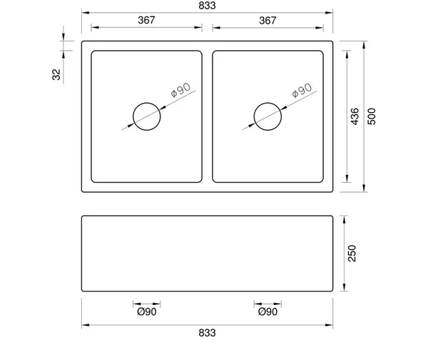 March Special - Mayfair Double Bowl - 833 x 500 x 250mm