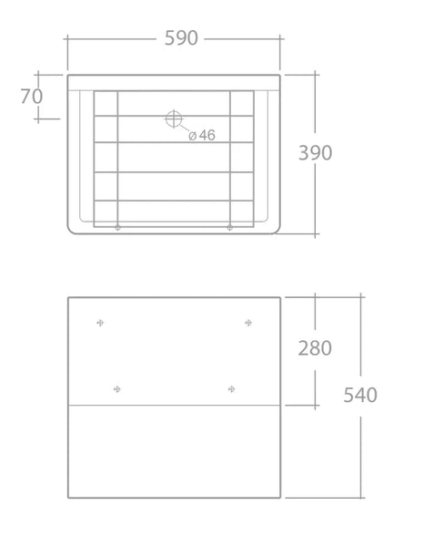 Scullery Tub - 510 x 390 x 490mm With Tap Holes & Grate