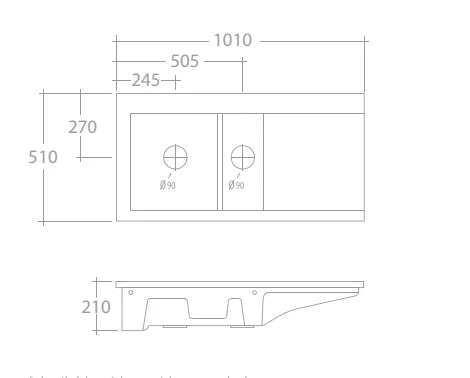 Verve Sink - 510 x 1010 x 210mm