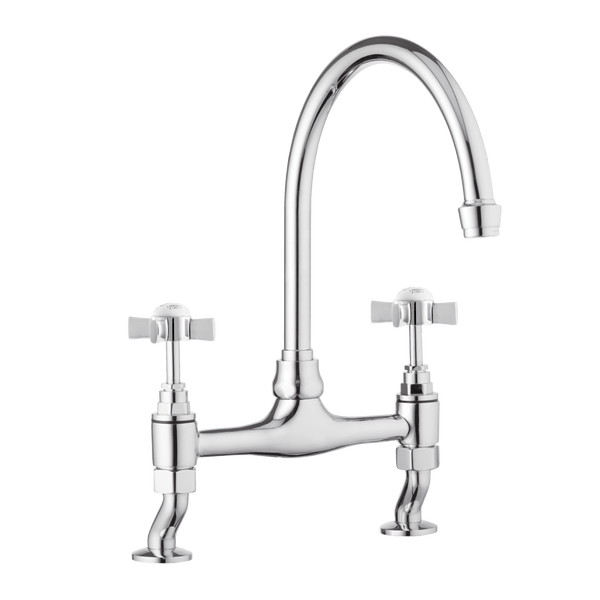 Traditional Kitchen Bridge Mixer Tap - Cross Handles