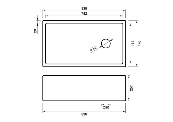 Butler Sink - Large 833 x 470 x 255mm - 40% Off - $945.00