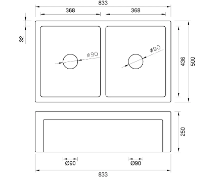 Cheshire - Double Country Fireclay Sink - 833