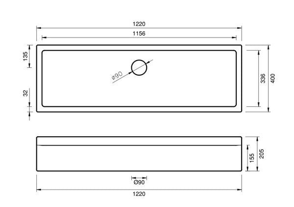 Keddington Sink - 1220 x 135 x 205mm