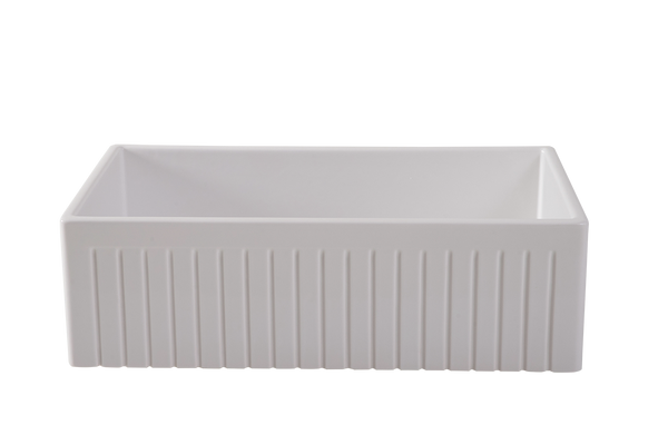 Narrow Fluted Fireclay Farmhouse Sink - 755mm