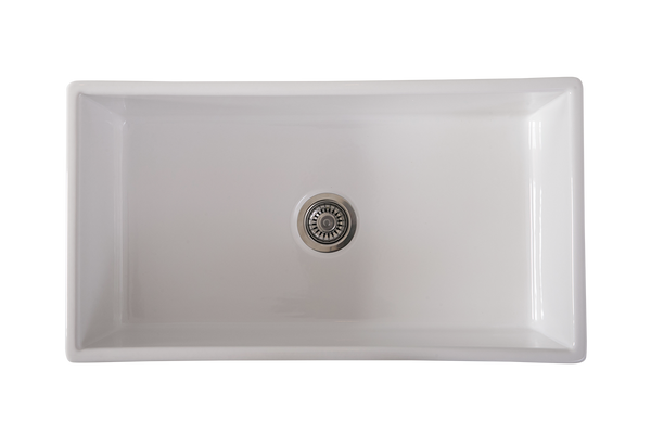 Narrow Fluted Fireclay Farmhouse Sink - 755mm